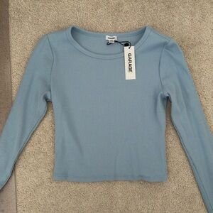 garage cropped blue long sleeve
